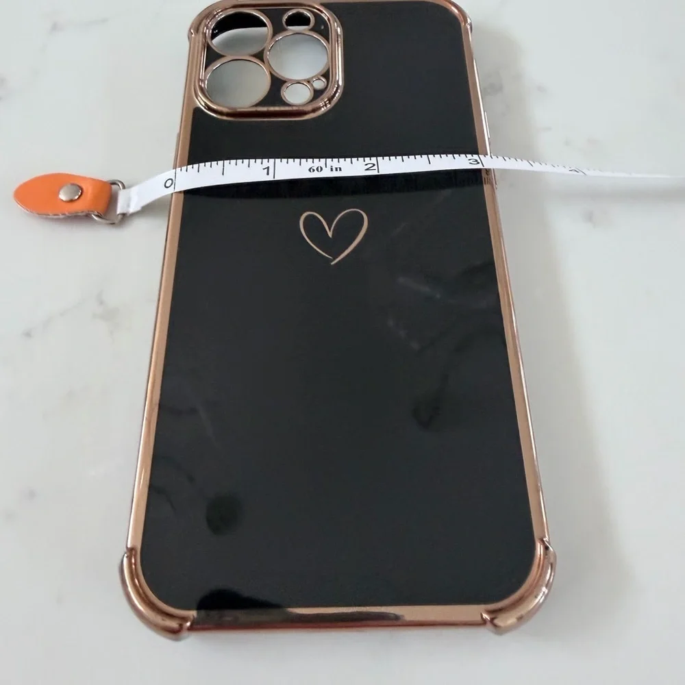 iPhone 13 Pro Max Elegant Black and Gold Heart Phone Case